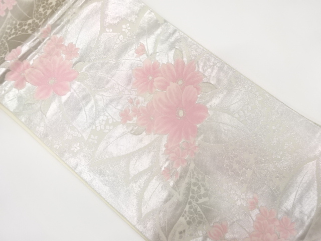 花模様織り出し　袋帯